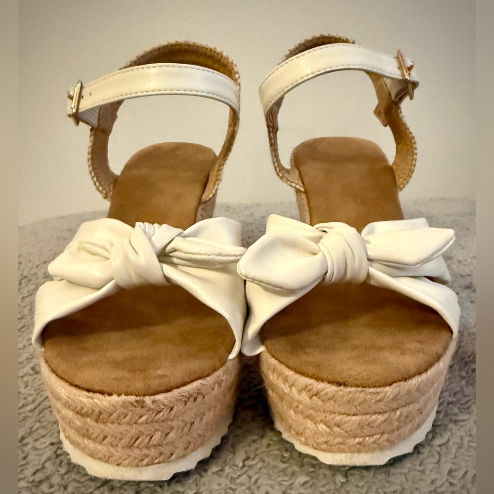 Women’s White Knot Espadrille Platform Sandals